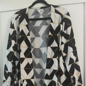 XL Lularoe Black/White/Gold Geometric Caroline Cardigan Sweater